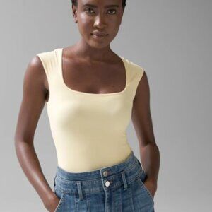 WHBM® FORME Square-Neck Top Yellow size medium